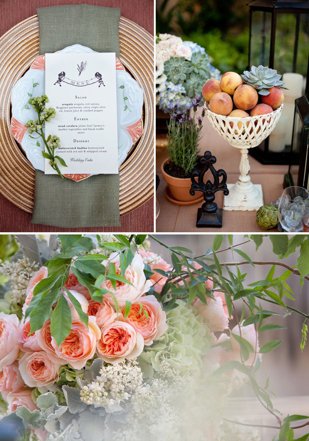 peaches centerpiece wedding menu montage LA