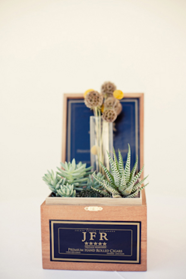 cigar box succulent centerpiece diy wedding idea