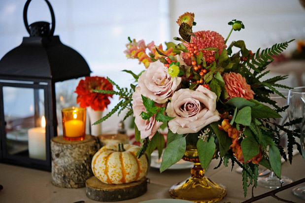 orange pink amber flowers fall wedding autumn romance