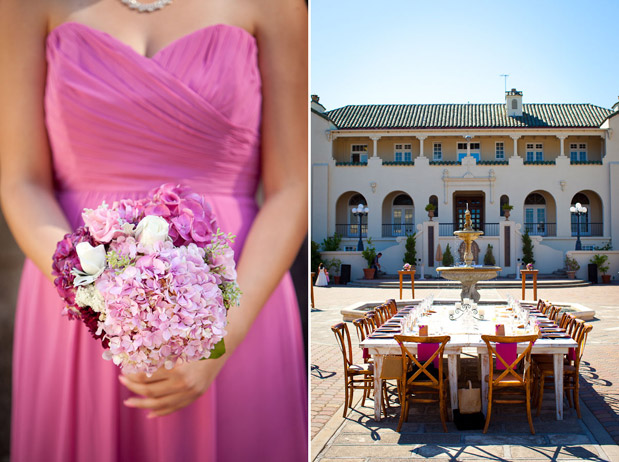 Rustic touches and splashes of pink decorated the reception 
