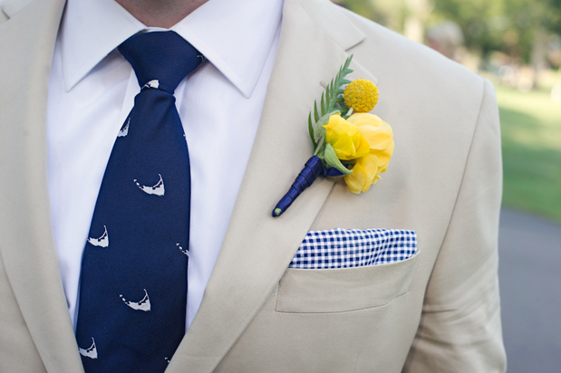 navy blue and yellow wedding souvenir