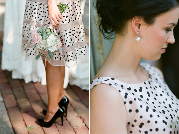 black and white polka dot wedding dress