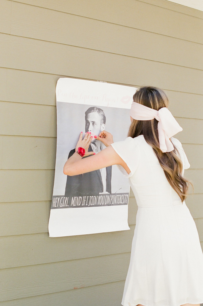 bride playing pin the kiss on her crush